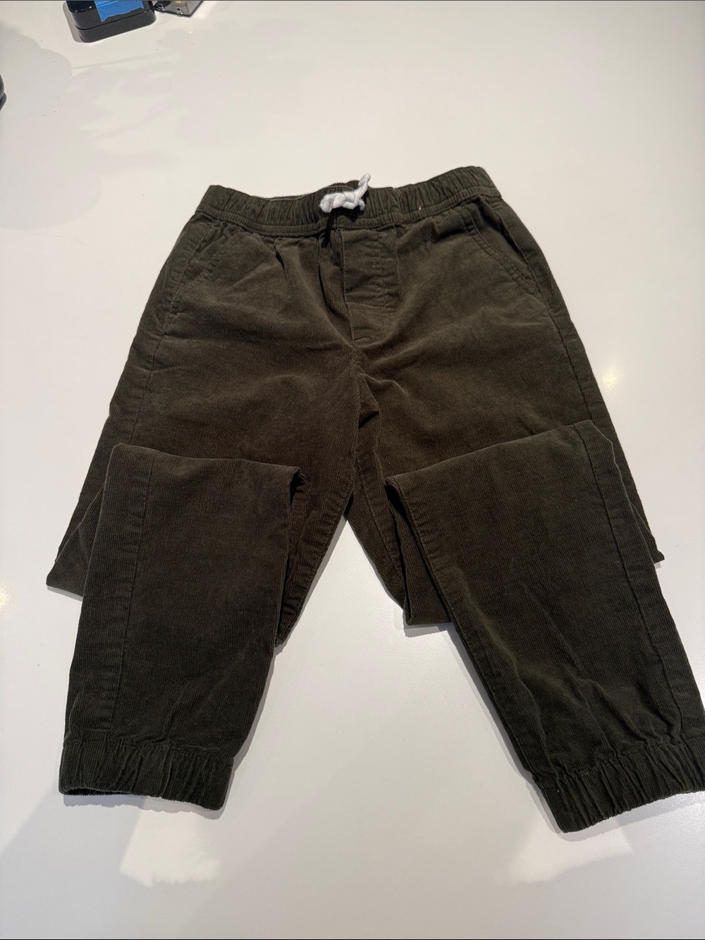 Janie and Jack Olive Corduroy Jogger Pants with Drawstring